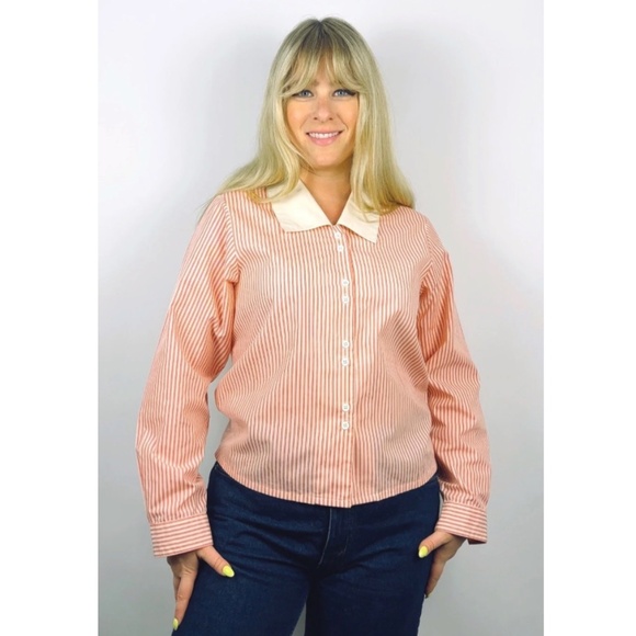 Vintage 1980’s ‘Separate Sensations’ Cotton Dress Shirt in Red Stripes - M - Picture 4 of 8